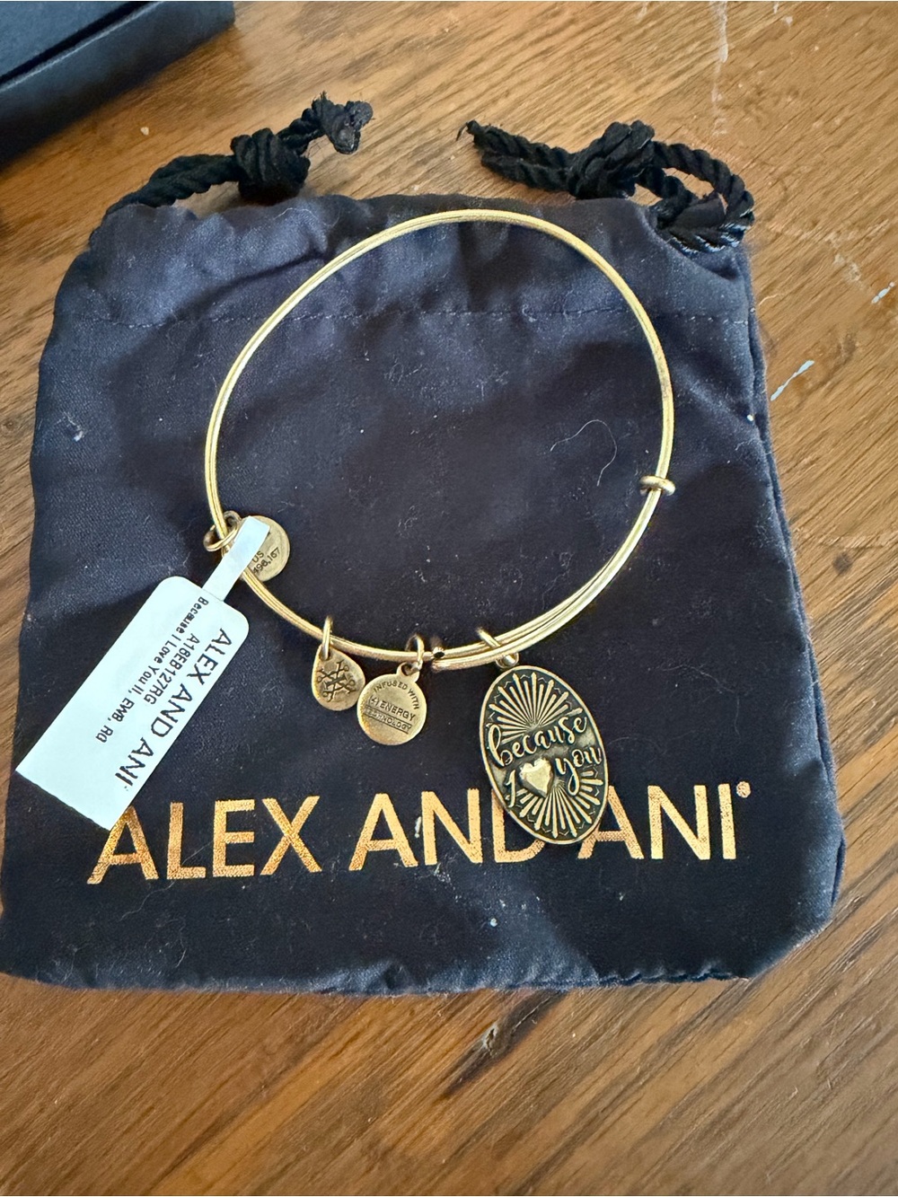 Alex and Ani Gold Tone 'Because I love you’ Charm Bangle